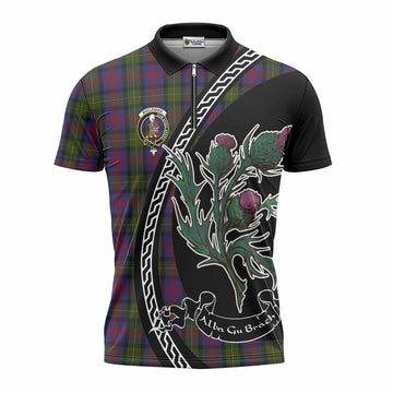 MacLennan (McLennan) Family Crest Tartan Zipper Polo Shirt Alba Thistle Inspired