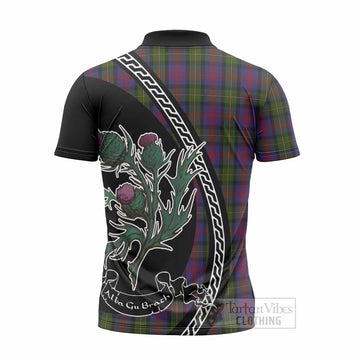MacLennan (McLennan) Family Crest Tartan Zipper Polo Shirt Alba Thistle Inspired