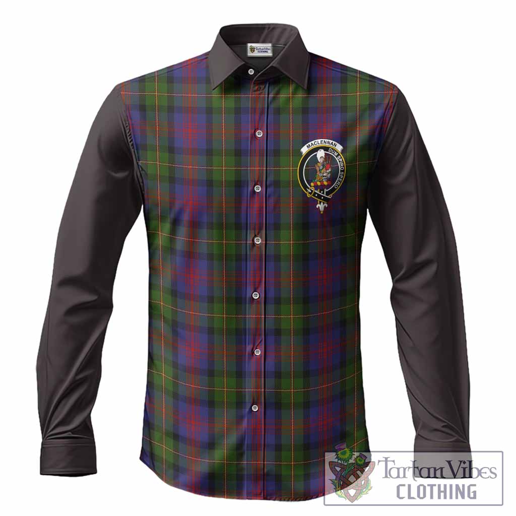 MacLennan (McLennan) Tartan Accent Long Sleeve Button Shirts with Family Crest