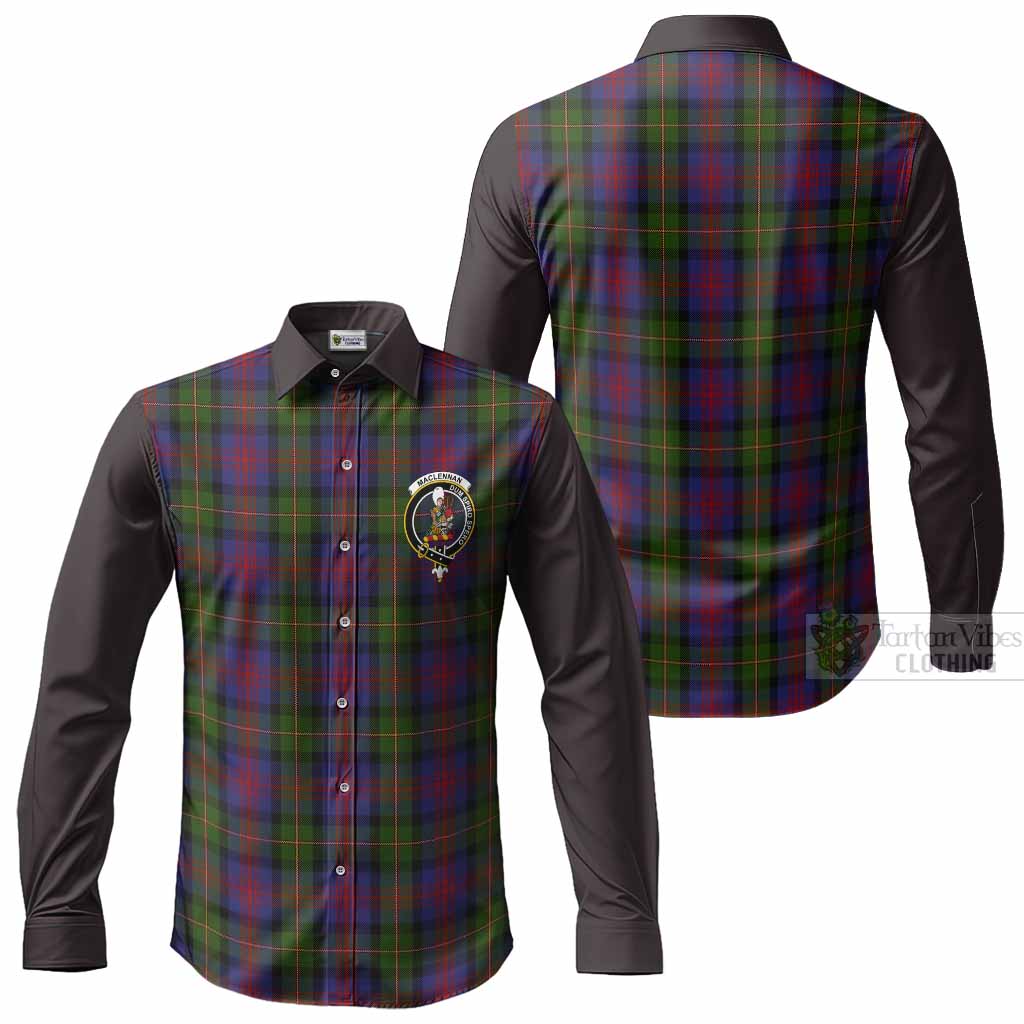 MacLennan (McLennan) Tartan Accent Long Sleeve Button Shirts with Family Crest