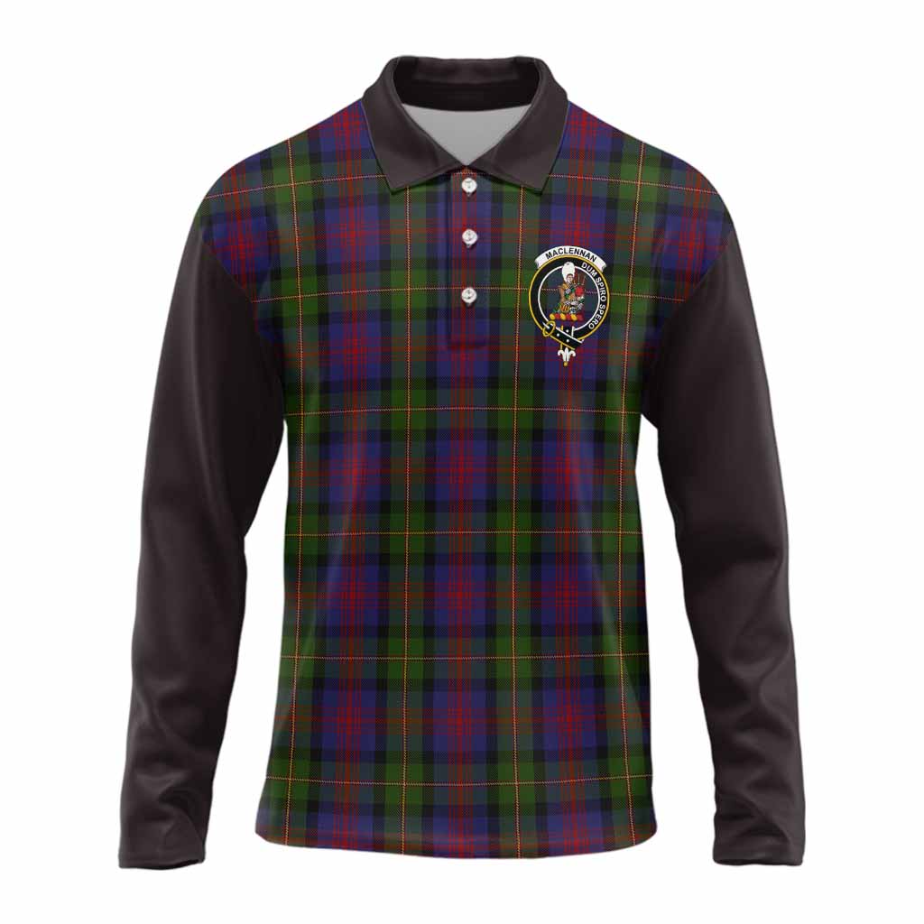 MacLennan (McLennan) Tartan Accent Long Sleeve Polo Shirt with Family Crest