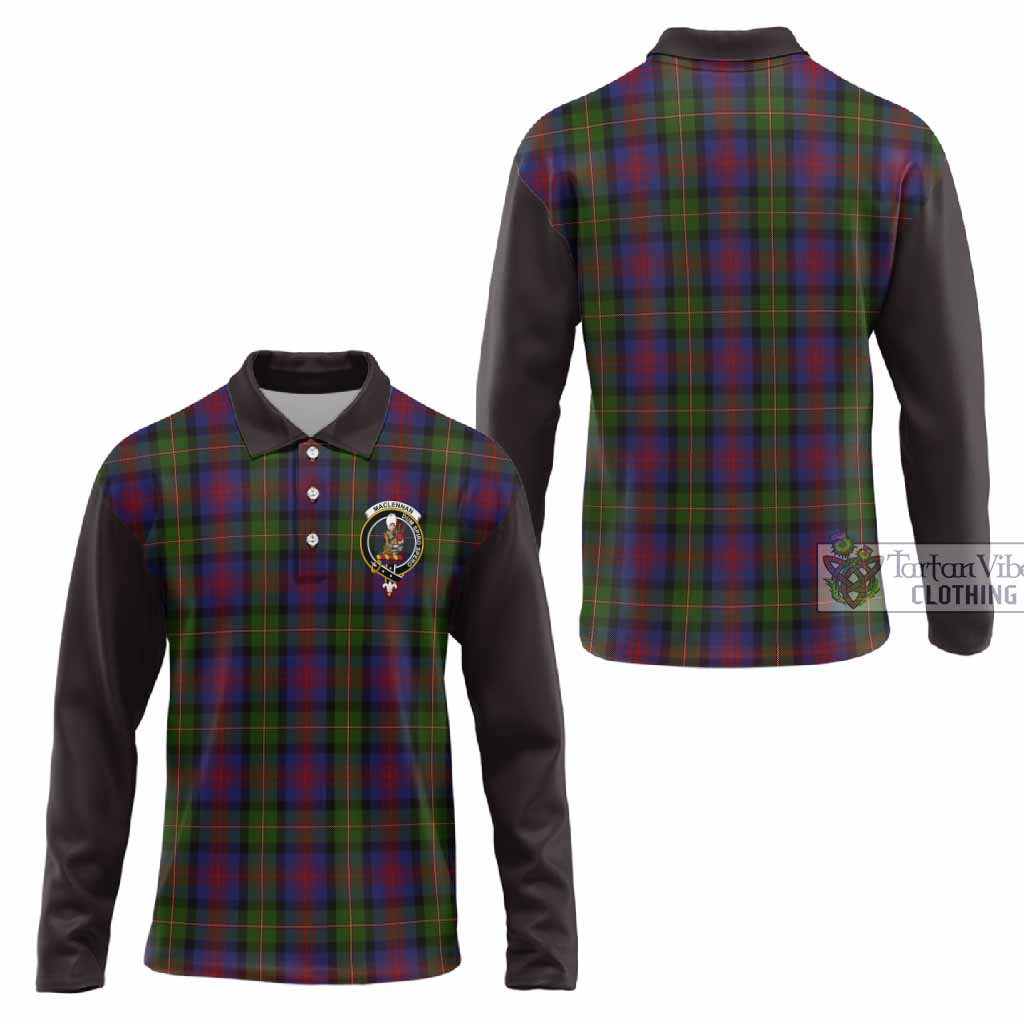 MacLennan (McLennan) Tartan Accent Long Sleeve Polo Shirt with Family Crest