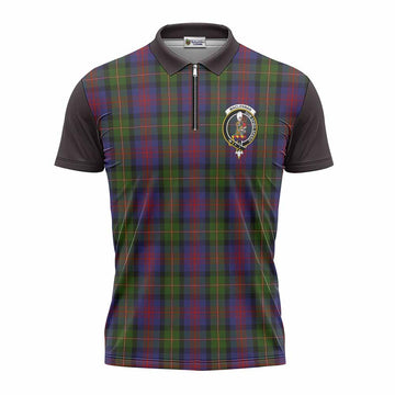 MacLennan (McLennan) Tartan Accent Zipper Polo Shirt with Family Crest