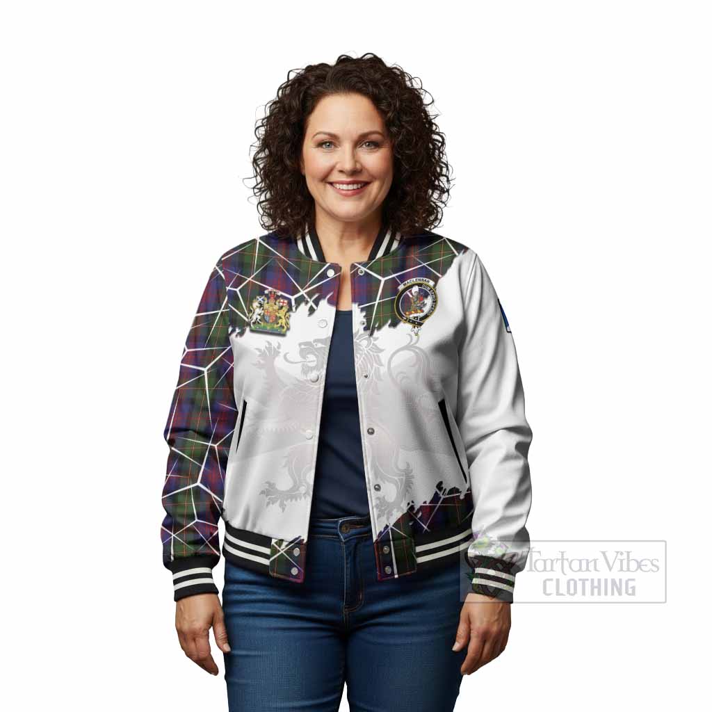 MacLennan (McLennan) Tartan Baseball Jacket with Family Crest and Lion Rampant Grunge Style