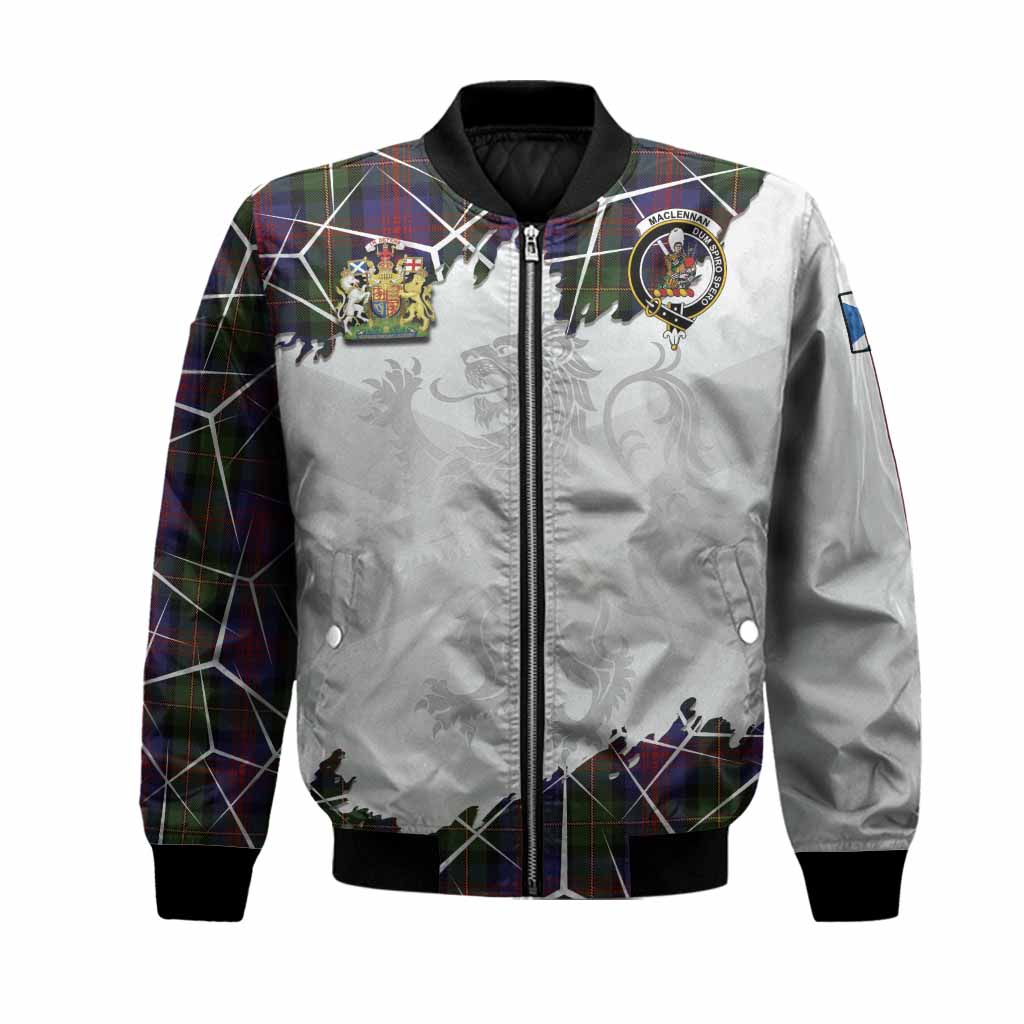MacLennan (McLennan) Tartan Bomber Jacket with Family Crest and Lion Rampant Grunge Style