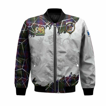MacLennan (McLennan) Tartan Bomber Jacket with Family Crest and Lion Rampant Grunge Style