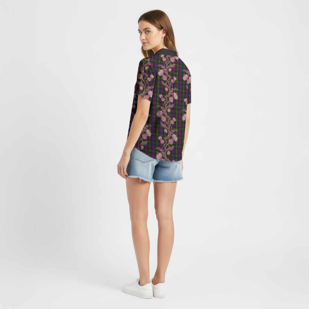 MacLennan (McLennan) Tartan Cotton Hawaiian Shirt Seamless Scottish Thistle Flowers