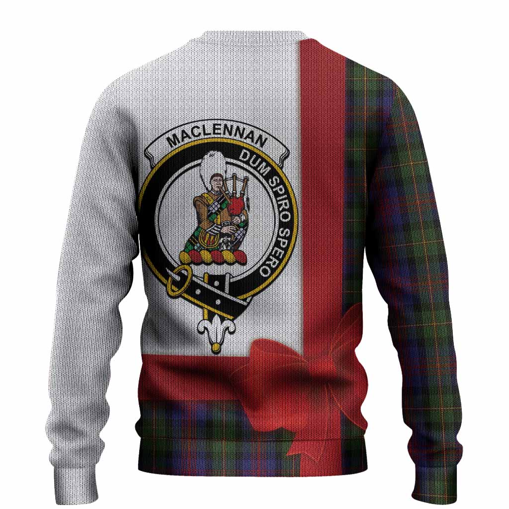 MacLennan (McLennan) Tartan Crest Christmas Christmas Ugly Sweater Highland Cow Bagpipes Coquette Bow Style