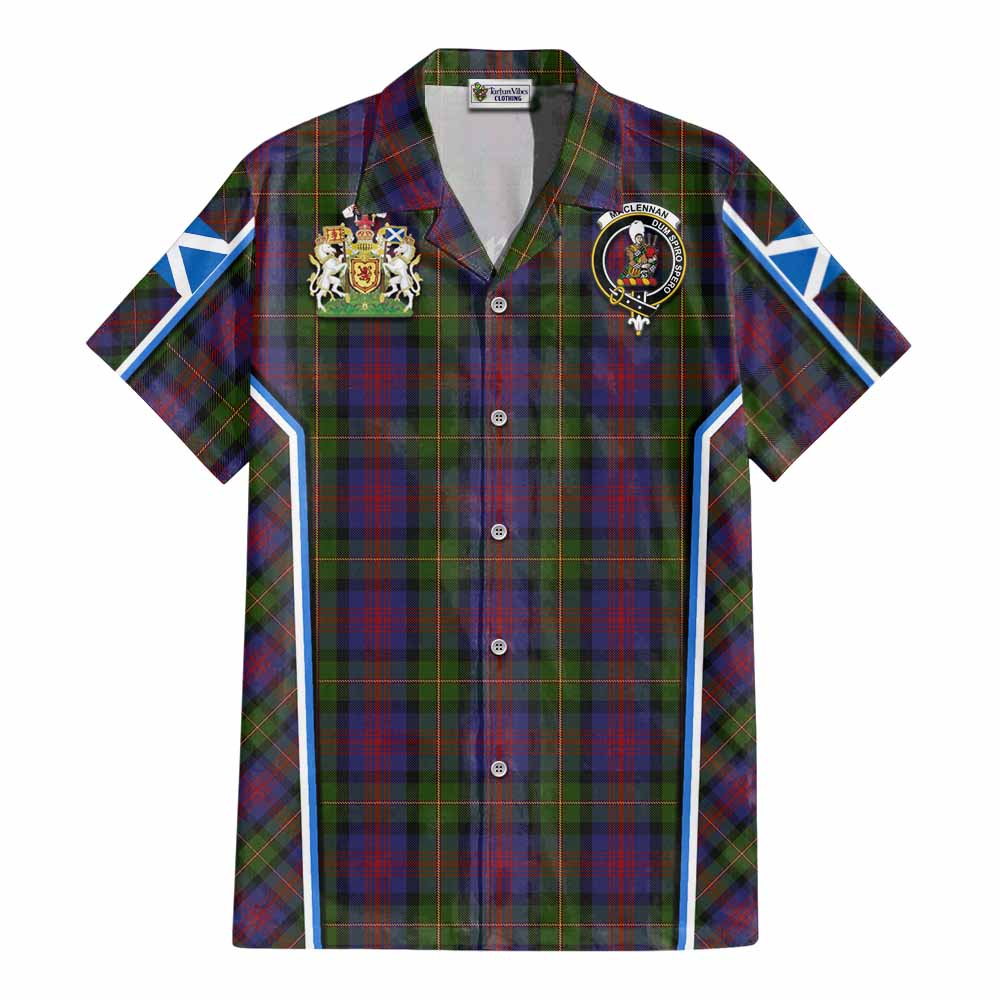 MacLennan (McLennan) Tartan Crest Cotton Hawaiian Shirt Scotland Coat of Arm Flag Style - Tartan Vibes Clothing