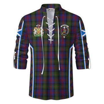 MacLennan (McLennan) Tartan Crest Ghillie Kilt Shirt Scotland Coat of Arm Flag Style