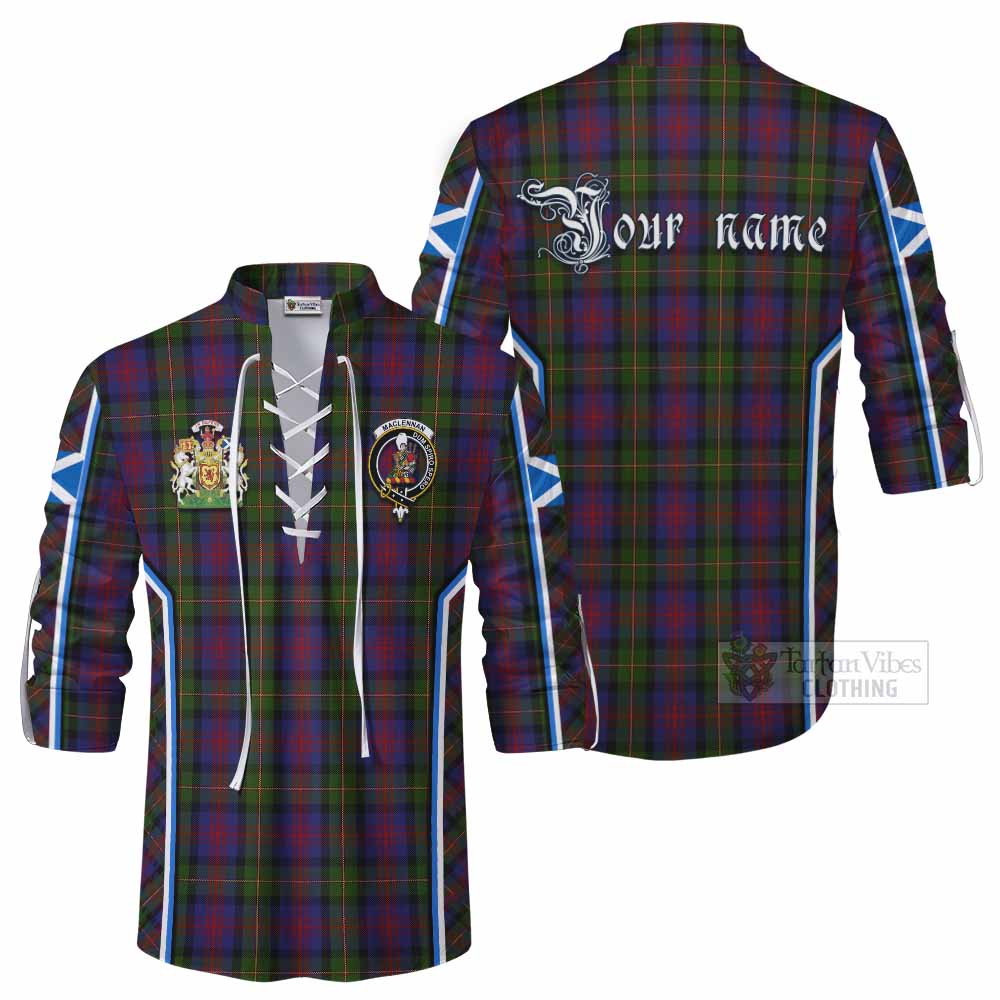 MacLennan (McLennan) Tartan Crest Ghillie Kilt Shirt Scotland Coat of Arm Flag Style - Tartan Vibes Clothing