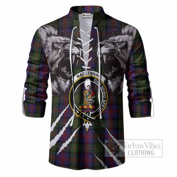 MacLennan (McLennan) Tartan Crest Ghillie Shirt Ferocious Lion Style