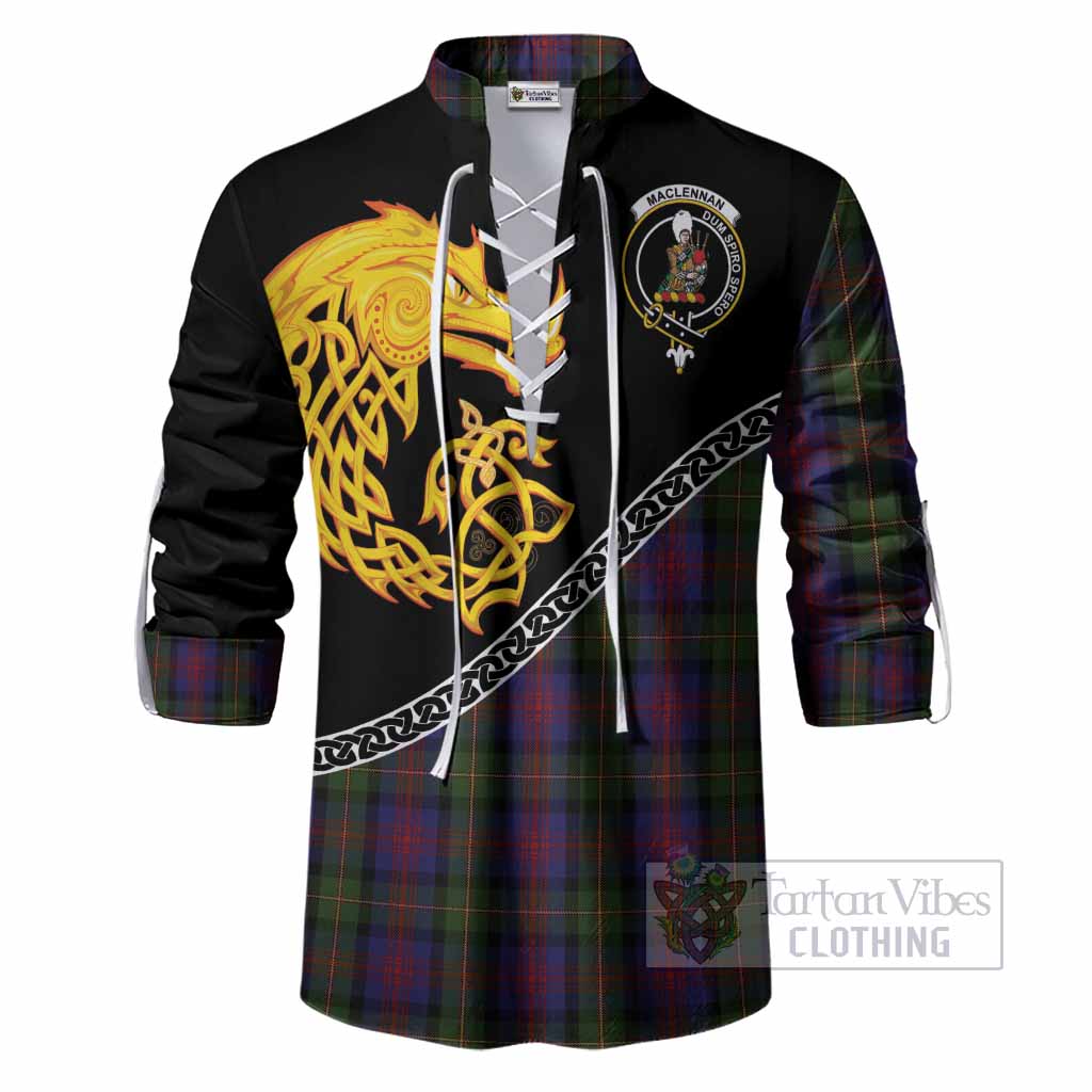MacLennan (McLennan) Tartan Crest Ghillie Shirt Legendary Dragon Knot Half Style