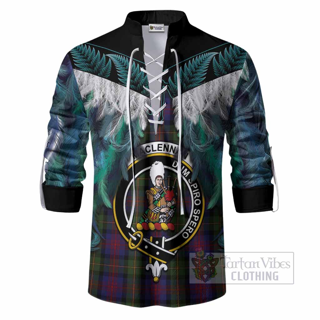 MacLennan (McLennan) Tartan Crest Ghillie Shirt New Zealand Maori Korowai Cloak