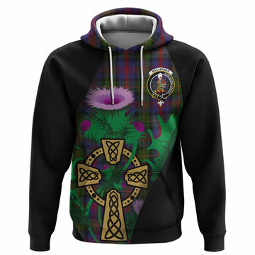 MacLennan (McLennan) Tartan Crest Hoodie Celtic Cross Thistle Flowers