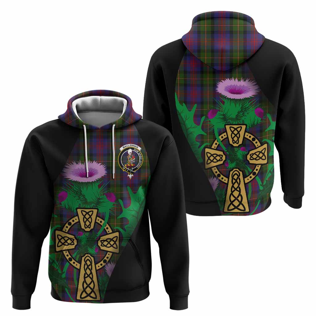 MacLennan (McLennan) Tartan Crest Hoodie Celtic Cross Thistle Flowers