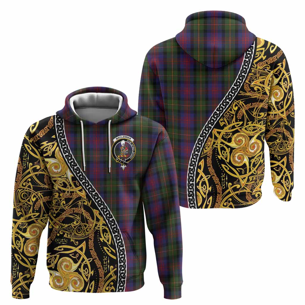 MacLennan (McLennan) Tartan Crest Hoodie Celtic Knot and Triple Trickle Spiral Symbols