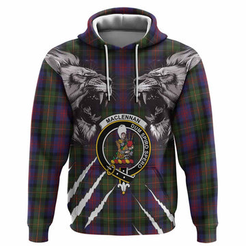 MacLennan (McLennan) Tartan Crest Hoodie Ferocious Lion Style