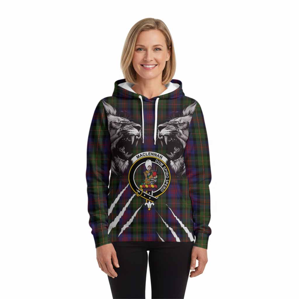 MacLennan (McLennan) Tartan Crest Hoodie Ferocious Lion Style