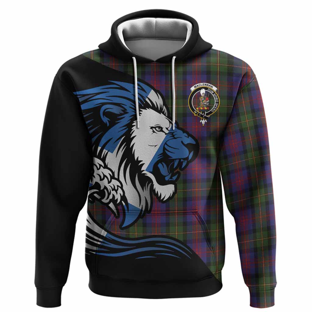 MacLennan (McLennan) Tartan Crest Hoodie Scottish Golden Lions Wave Flow