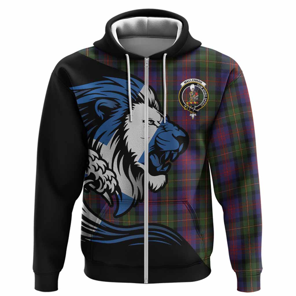 MacLennan (McLennan) Tartan Crest Hoodie Scottish Golden Lions Wave Flow