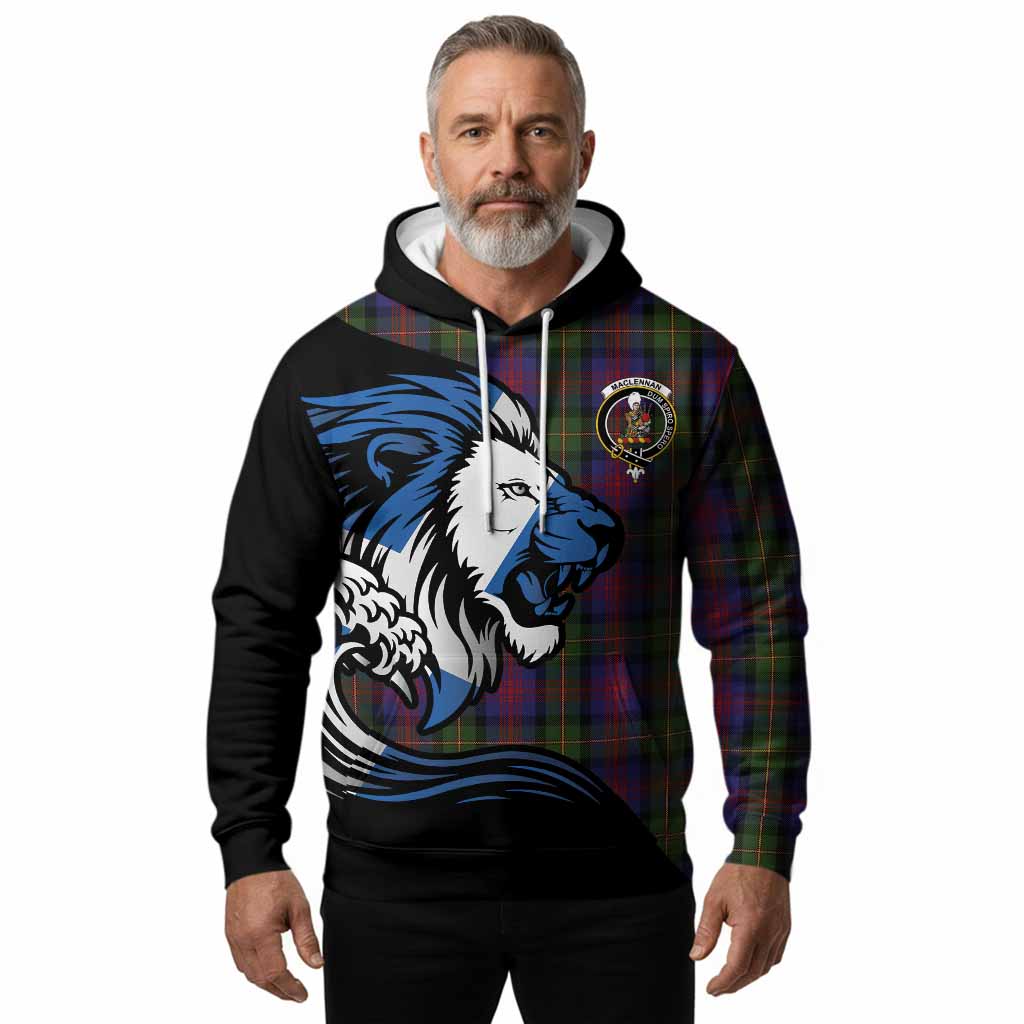 MacLennan (McLennan) Tartan Crest Hoodie Scottish Golden Lions Wave Flow