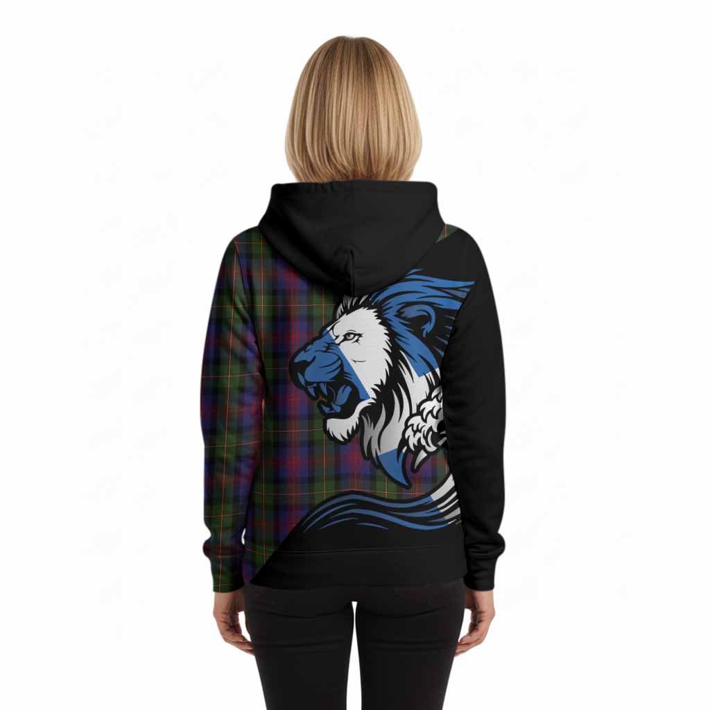 MacLennan (McLennan) Tartan Crest Hoodie Scottish Golden Lions Wave Flow