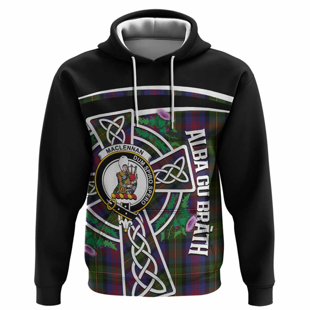 MacLennan (McLennan) Tartan Crest Hoodie Scottish Thistle Celtic Cross Alba Gu Brath