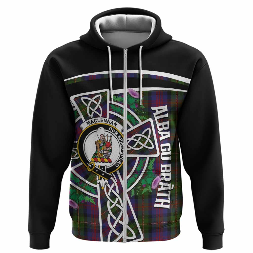 MacLennan (McLennan) Tartan Crest Hoodie Scottish Thistle Celtic Cross Alba Gu Brath