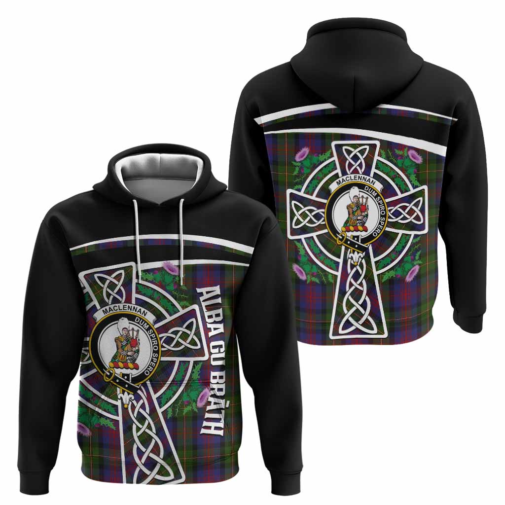 MacLennan (McLennan) Tartan Crest Hoodie Scottish Thistle Celtic Cross Alba Gu Brath