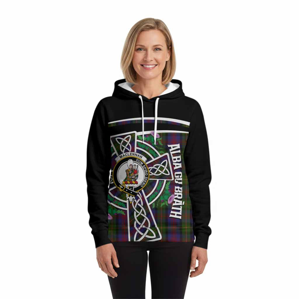 MacLennan (McLennan) Tartan Crest Hoodie Scottish Thistle Celtic Cross Alba Gu Brath