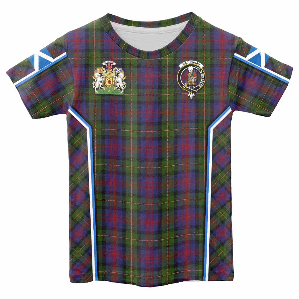 MacLennan (McLennan) Tartan Crest Kid T-shirt Scotland Coat of Arm Flag Style - Tartan Vibes Clothing