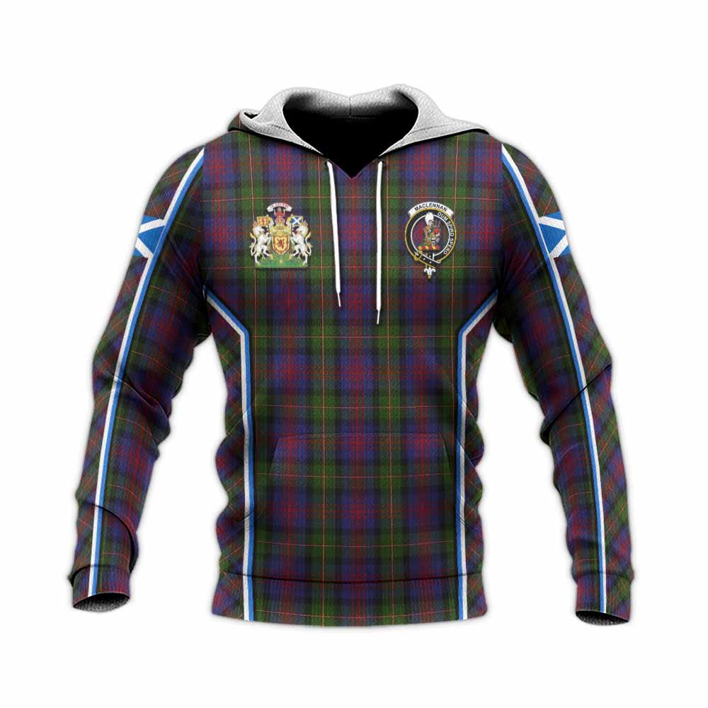 MacLennan (McLennan) Tartan Crest Knitted Hoodie Scotland Coat of Arm Flag Style - Tartan Vibes Clothing