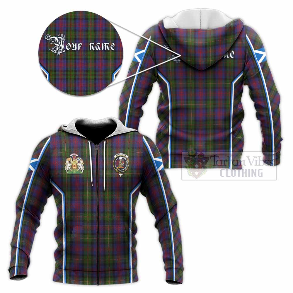 MacLennan (McLennan) Tartan Crest Knitted Hoodie Scotland Coat of Arm Flag Style - Tartan Vibes Clothing
