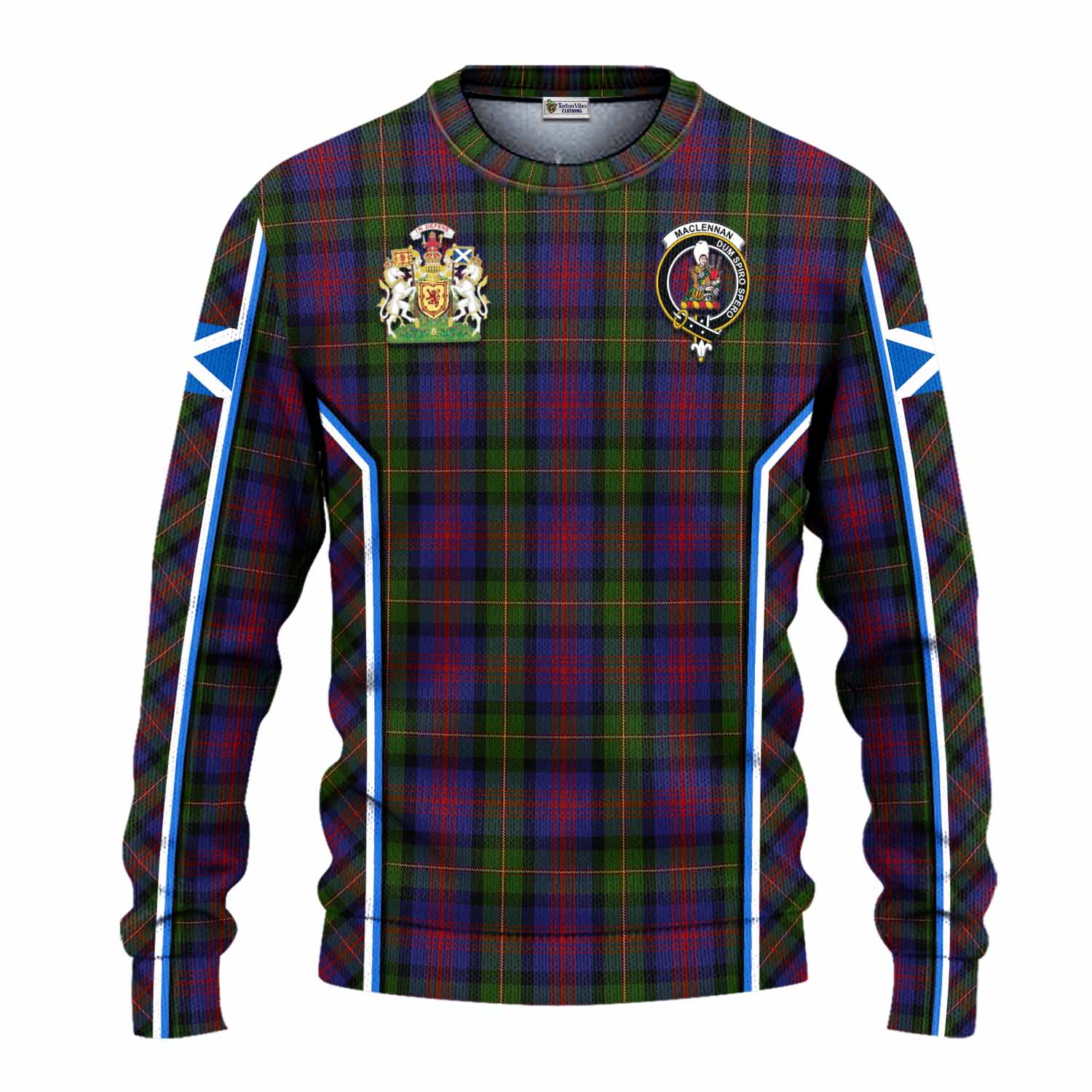 MacLennan (McLennan) Tartan Crest Knitted Sweater Scotland Coat of Arm Flag Style - Tartan Vibes Clothing