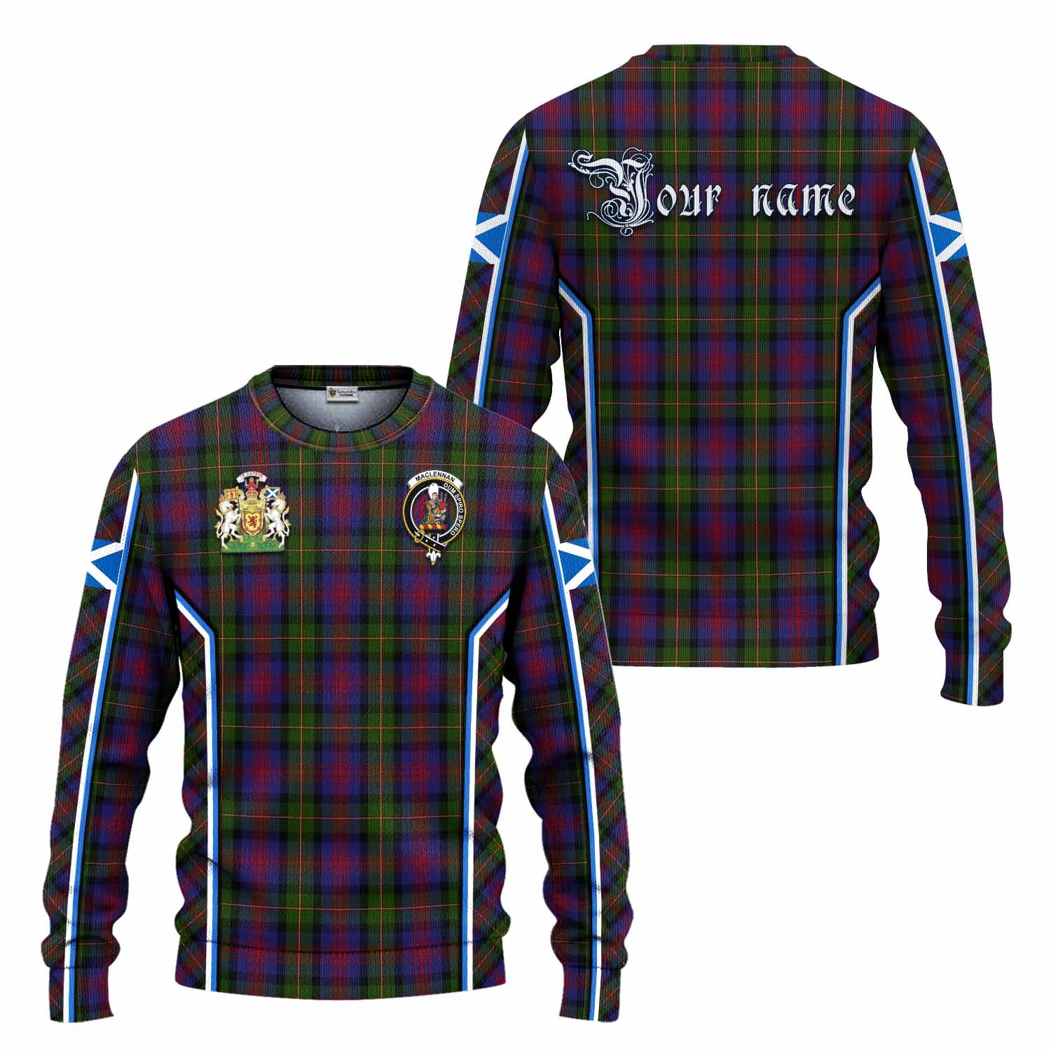 MacLennan (McLennan) Tartan Crest Knitted Sweater Scotland Coat of Arm Flag Style - Tartan Vibes Clothing