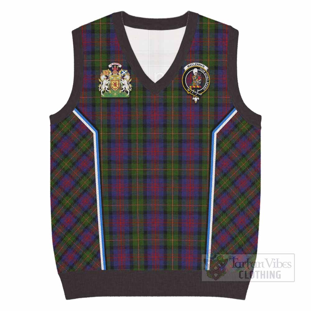 MacLennan (McLennan) Tartan Crest Knitted V-Neck Vest Scotland Coat of Arm Flag Style - Tartan Vibes Clothing