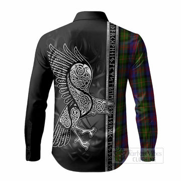 MacLennan (McLennan) Tartan Crest Long Sleeve Button Shirts Norse Mythology Viking Odin Crow Tattoo
