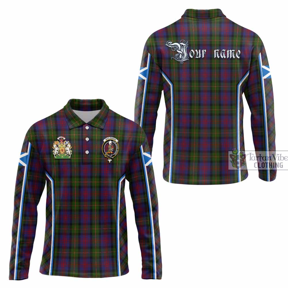 MacLennan (McLennan) Tartan Crest Long Sleeve Polo Shirt Scotland Coat of Arm Flag Style - Tartan Vibes Clothing