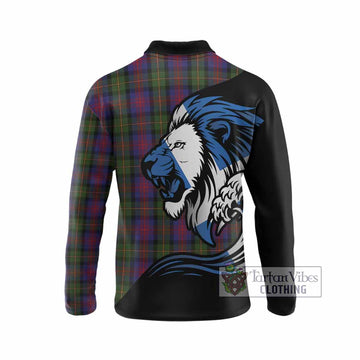 MacLennan (McLennan) Tartan Crest Long Sleeve Polo Shirt Scottish Golden Lions Wave Flow