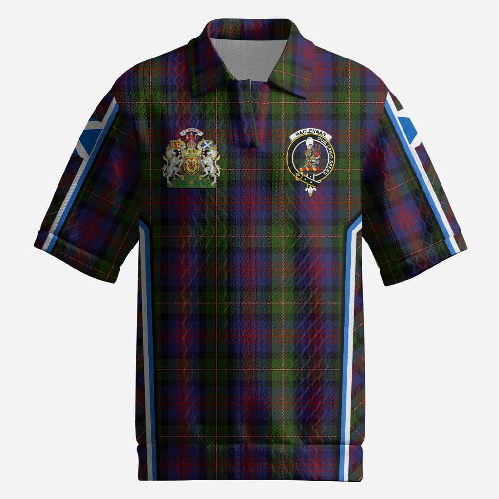MacLennan (McLennan) Tartan Crest Men’s Polo Sweater Top Scotland Coat of Arm Flag Style