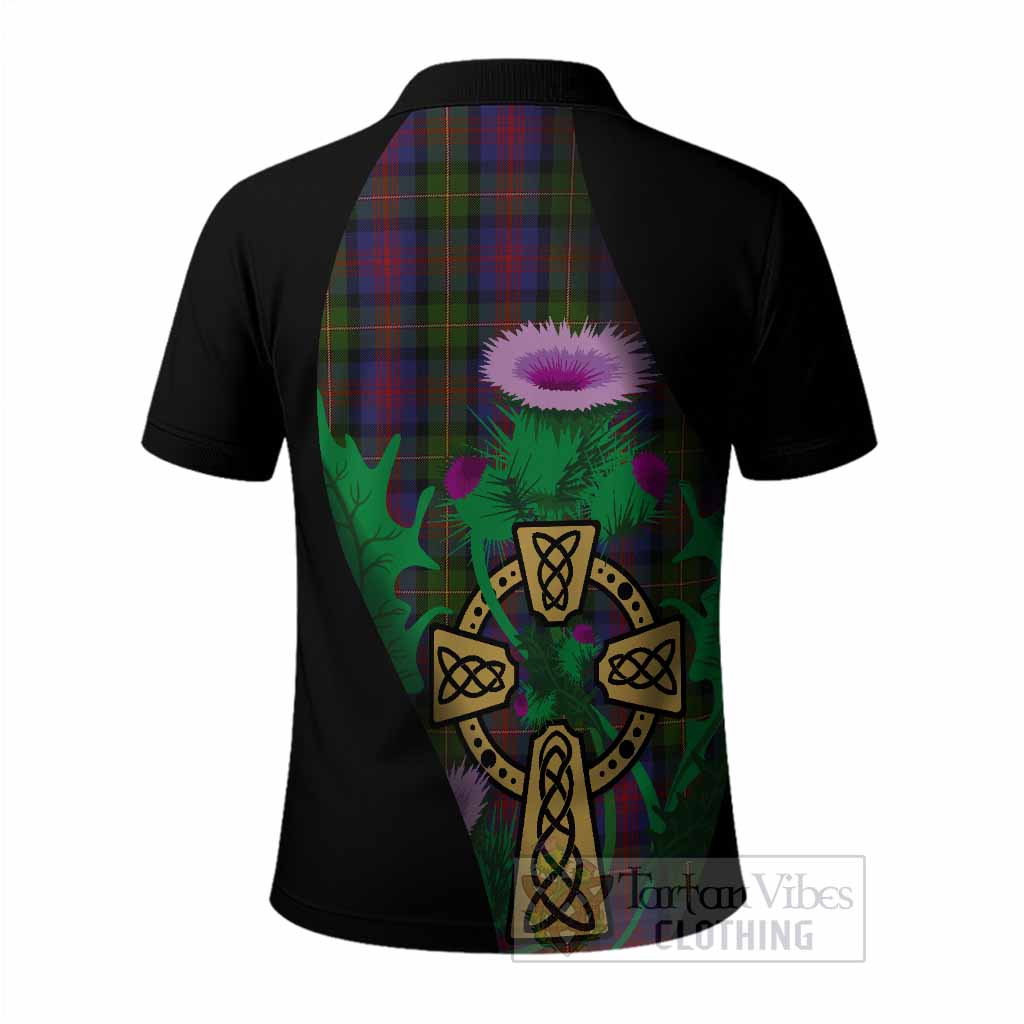 MacLennan (McLennan) Tartan Crest Polo Shirt Celtic Cross Thistle Flowers
