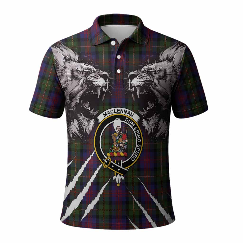 MacLennan (McLennan) Tartan Crest Polo Shirt Ferocious Lion Style