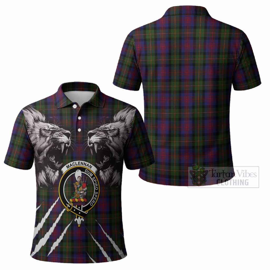 MacLennan (McLennan) Tartan Crest Polo Shirt Ferocious Lion Style