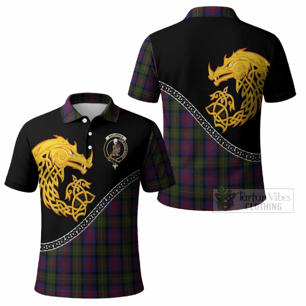 MacLennan (McLennan) Tartan Crest Polo Shirt Legendary Dragon Knot Half Style
