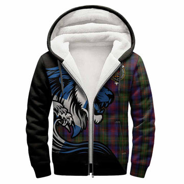 MacLennan (McLennan) Tartan Crest Sherpa Hoodie Scottish Golden Lions Wave Flow