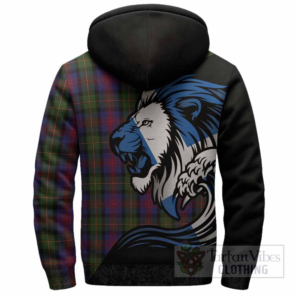 MacLennan (McLennan) Tartan Crest Sherpa Hoodie Scottish Golden Lions Wave Flow