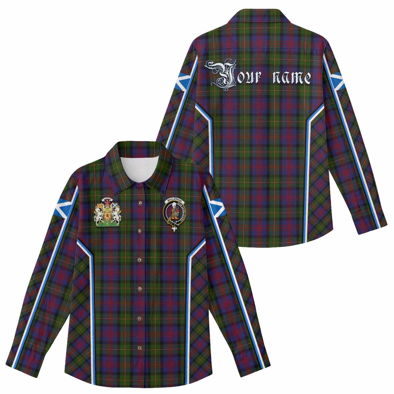 MacLennan (McLennan) Tartan Crest Women Casual Shirt Scotland Coat of Arm Flag Style - Tartan Vibes Clothing