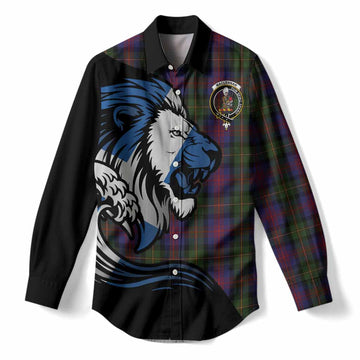 MacLennan (McLennan) Tartan Crest Women Casual Shirt Scottish Golden Lions Wave Flow