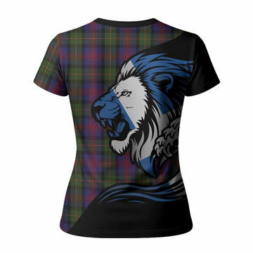 MacLennan (McLennan) Tartan Crest Women T shirt Scottish Golden Lions Wave Flow